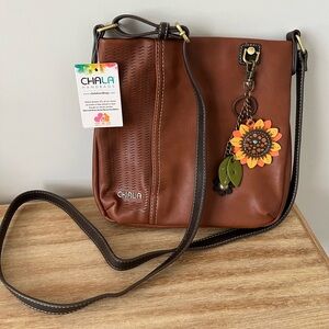 BNWT. Chaka Brown Vegan Leather Crossbody Bag.